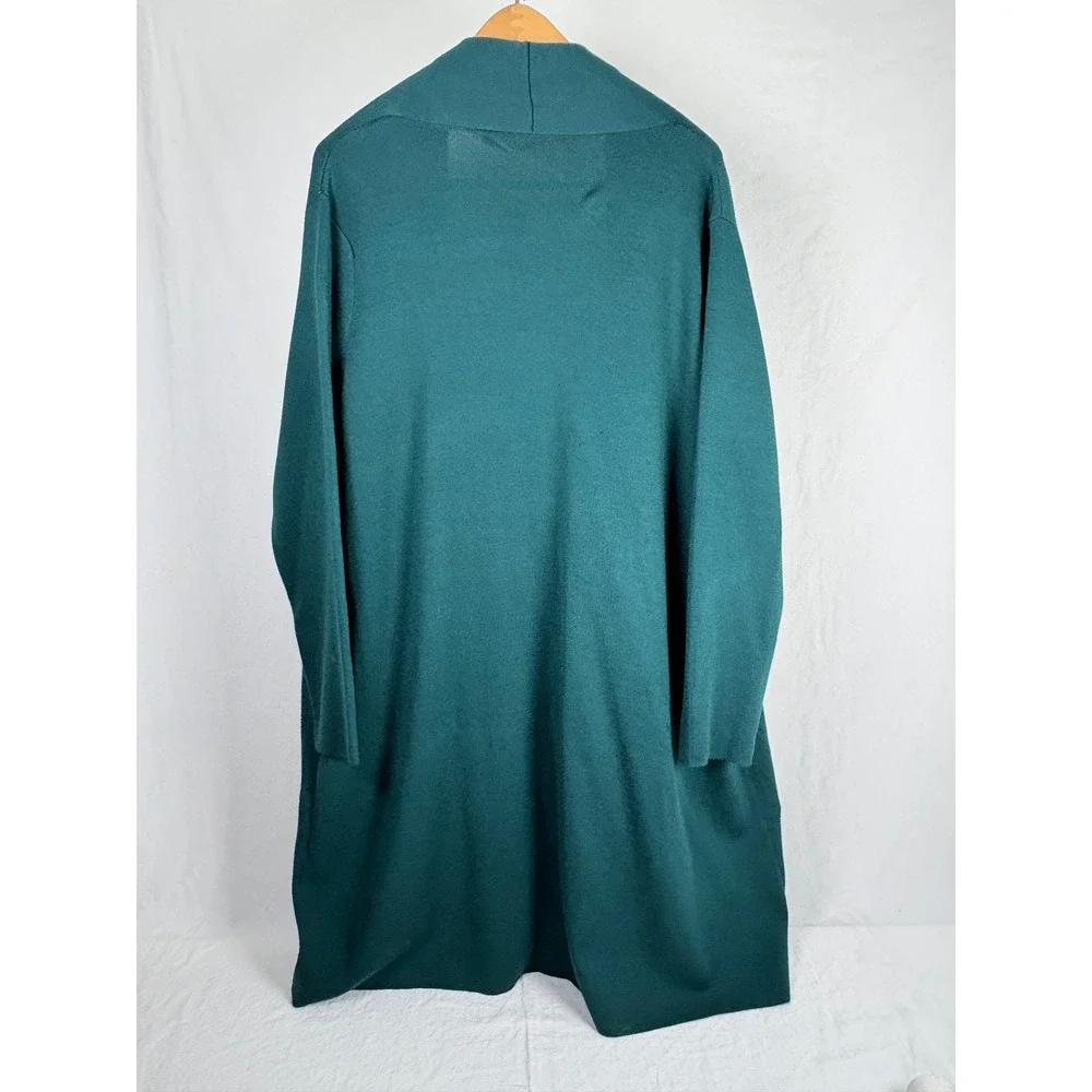 Soft Surroundings Teal Floral Embroidered Wool Blend Duster Cardigan 1X NWT